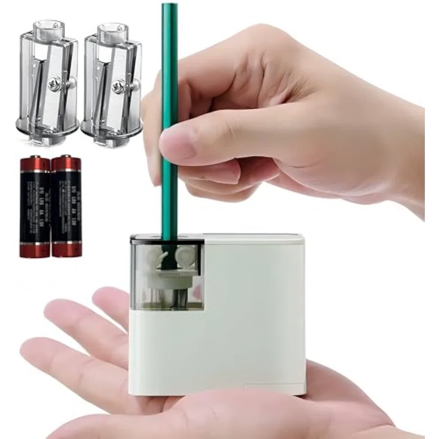 

Электрическая точилка для карандашей на батарейках, портативная, для цветных карандашей, с двумя сменными лезвиями