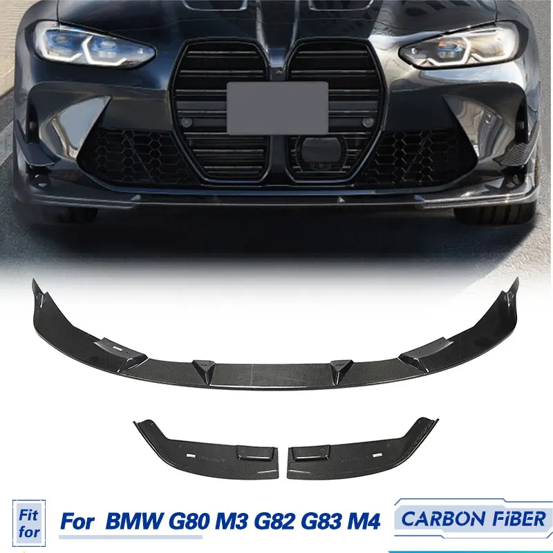 Car Front Bumper Lip Spoiler Carbon Fiber for BMW G80 M3 G82 G83 M4 2021-2023 Front Lip Chin Apron Splitters Guard Body Kits