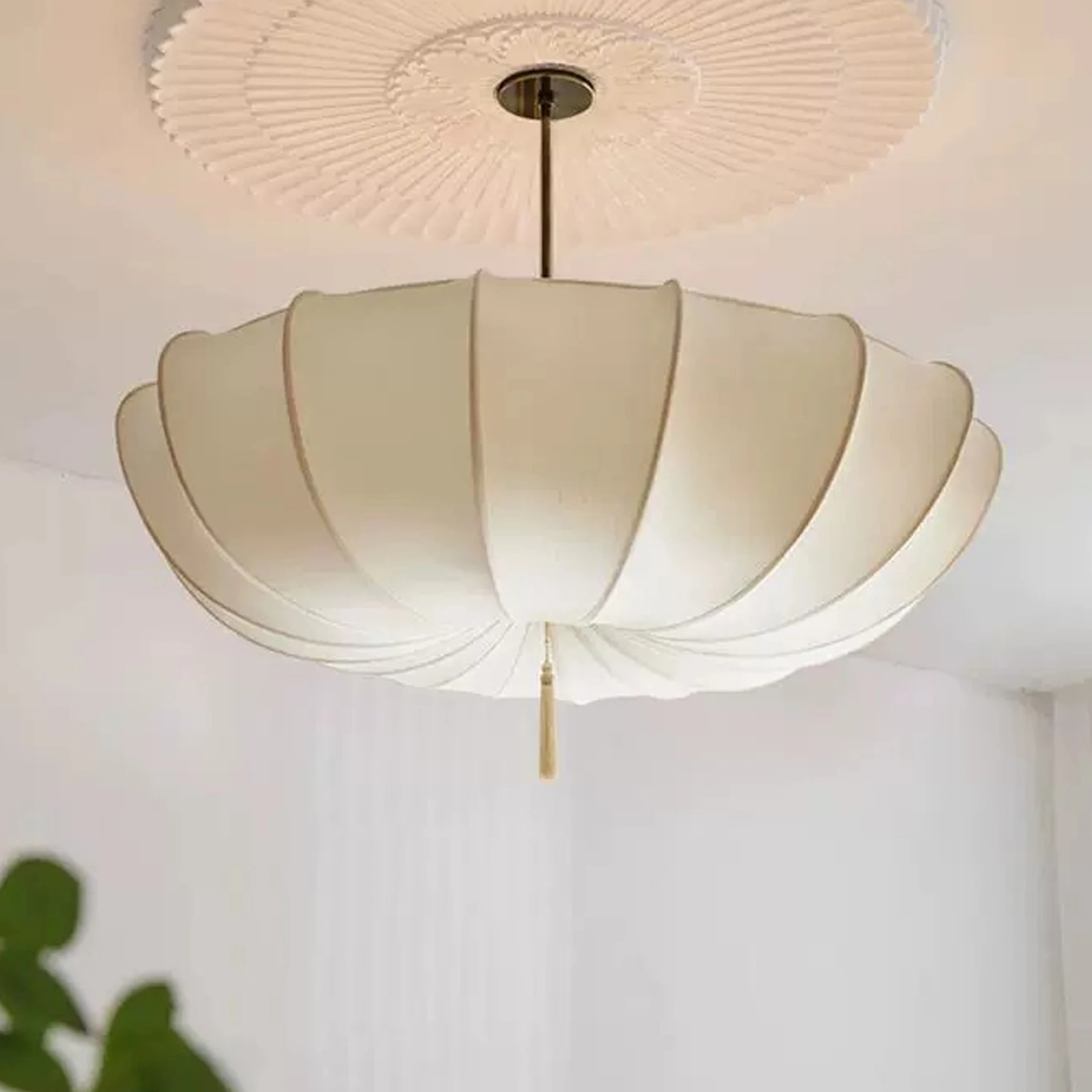 Wabi Sabi Fabric Pendant Lamp Cream Style Hanging Light Living Room Dining Room Hotel Bedroom Pendant Light Home Decor
