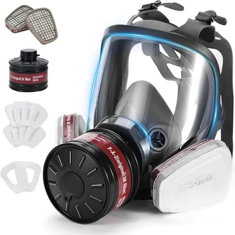 Full face respirator - mask with 40 mm gas filter canister for industrial gases, chemical, polishing, welding, spraying Gas mask