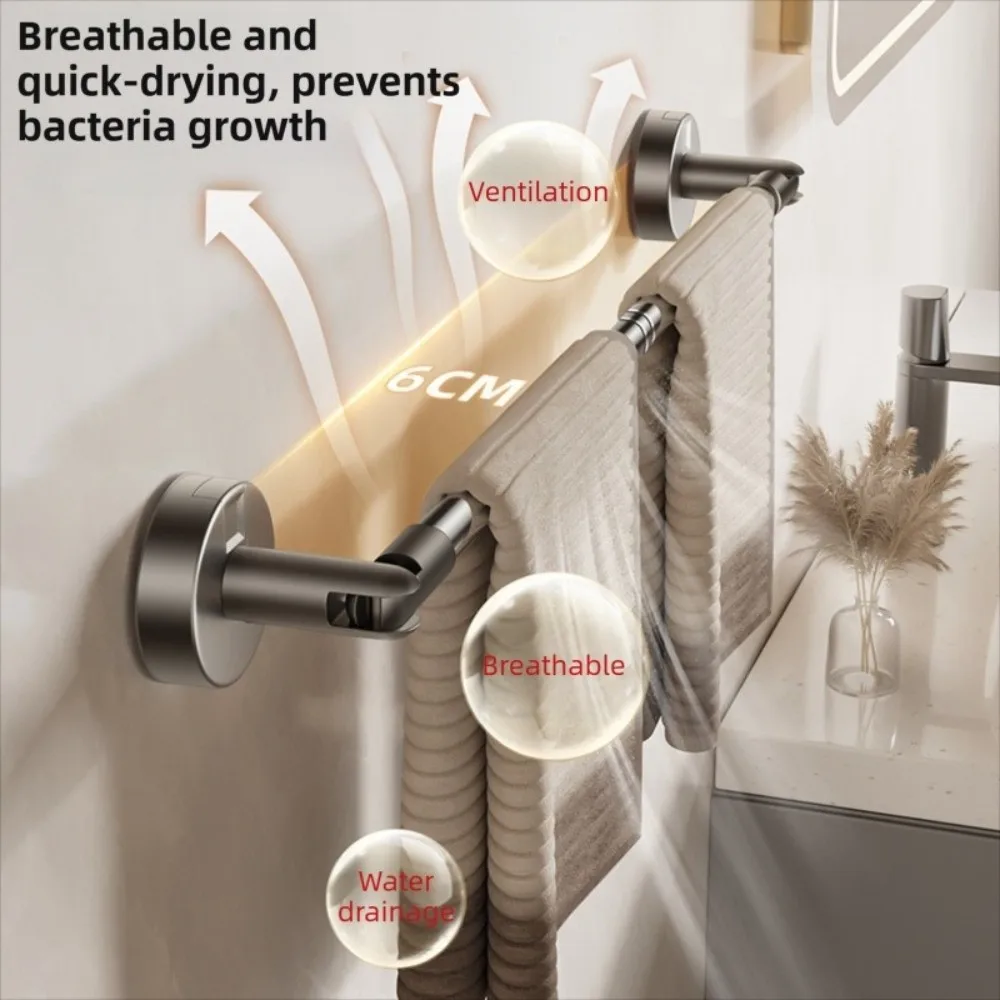 

Retractable Suction Cup Towel Pole Nail Free Installation Wall Mounted Shoe Storage Shelf Single-rod Towel Hanger