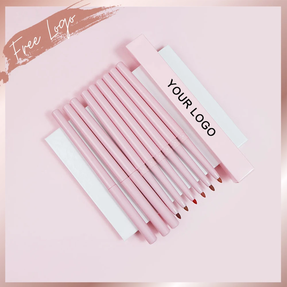 

Twist Up Lip Pencil Custom Logo Retractable Waterproof Long Wear Private Label Matte Makeup Smooth Nude Pink Lip Liner Rotation