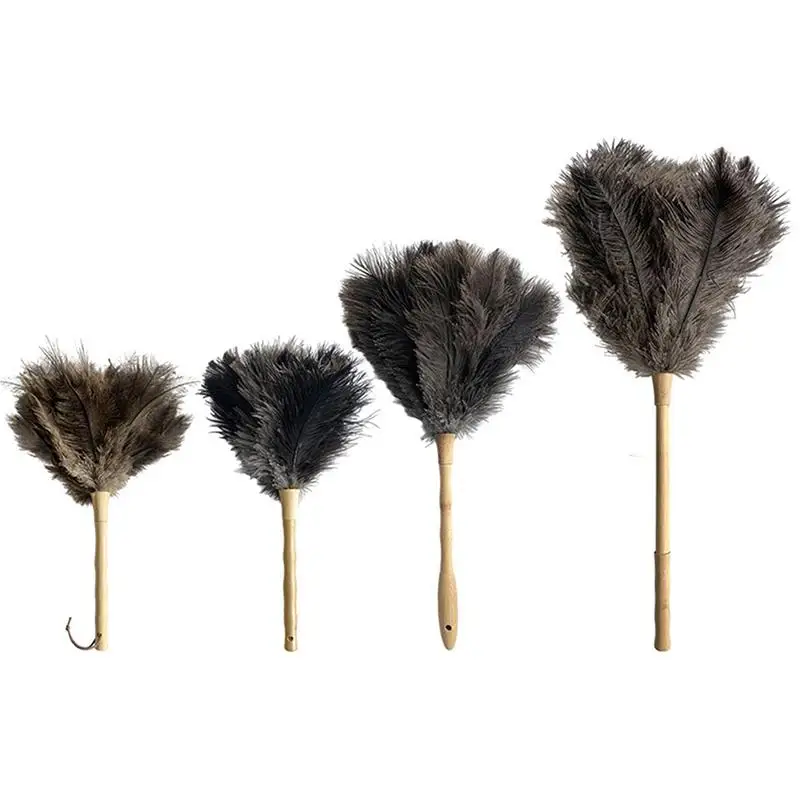 Feather Duster Wooden Handle Duster Anti-static Dust Removal Dusters Ostrich Duster Feather Fur Brush For Home Cleaning Tools