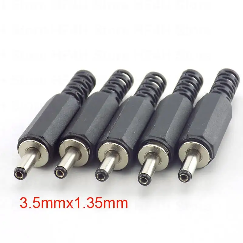 5pcs/lot Dc Male Power Plug Jack 1.35mm X 3.5mm Adapter 3.5*1.35 3.5*1.35 Connector Laptop Electrical Socket Outlet Plug DIY B4