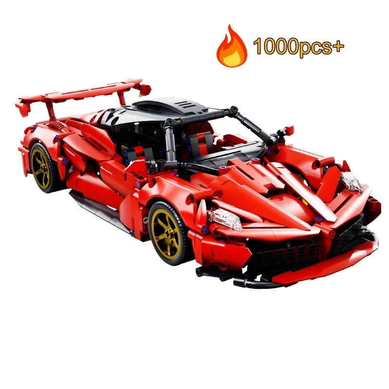 

2025 Technical Red Supercar Building Blocks Set Creative DIY tabletop decorations Birthday Halloween Christmas gifts 1000pcs