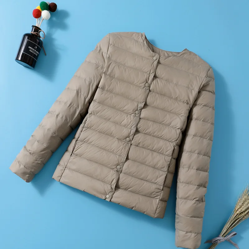 Women Down Jacket Autumn Winter Ultra Light White Duck Down Coat Parkas Female Single Breasted Warm Puffer Outwears Short Tops