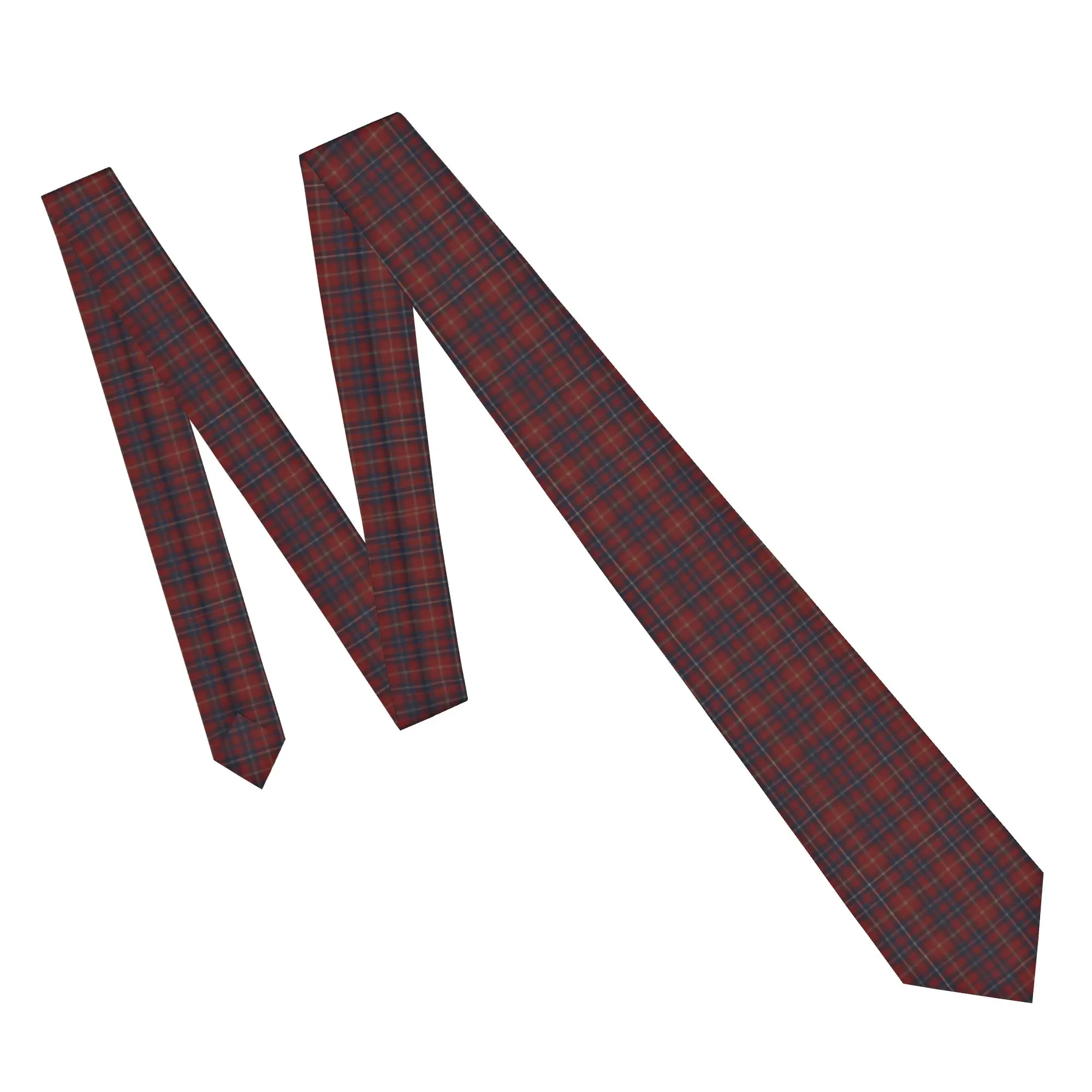 Tartan Dark Red and Navy Blue Plaid  Necktie 8 cm  Neck Ties Silk Wide Suits Accessories Cravat Wedding Accessories Office