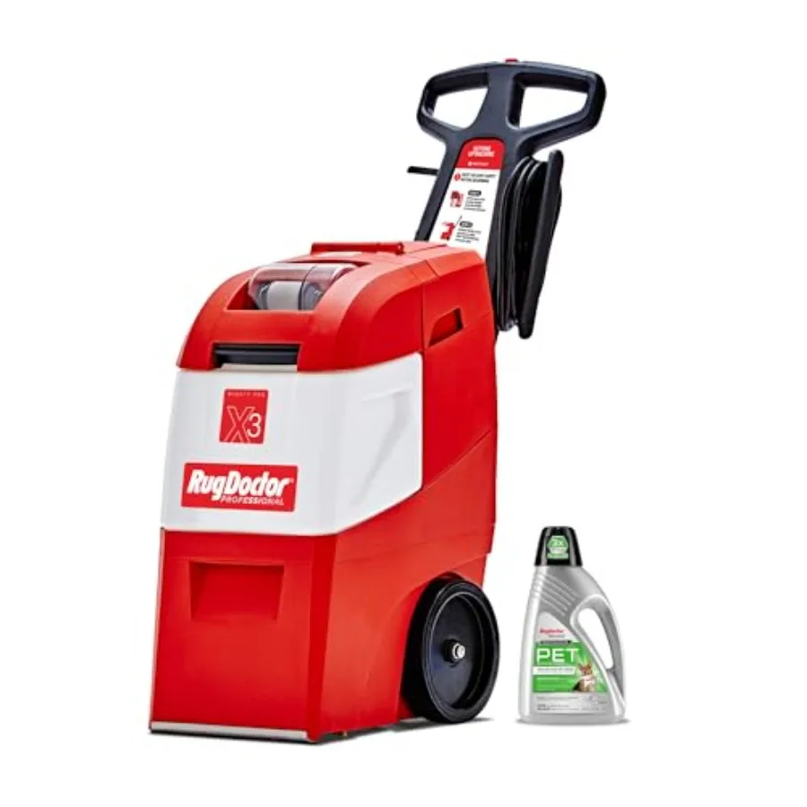 Commercial Carpet Cleaner Mighty Pro X3 Red Pet Pack with 48 oz Pet Solution Powerful One Pass Cleaning System Large Capacity