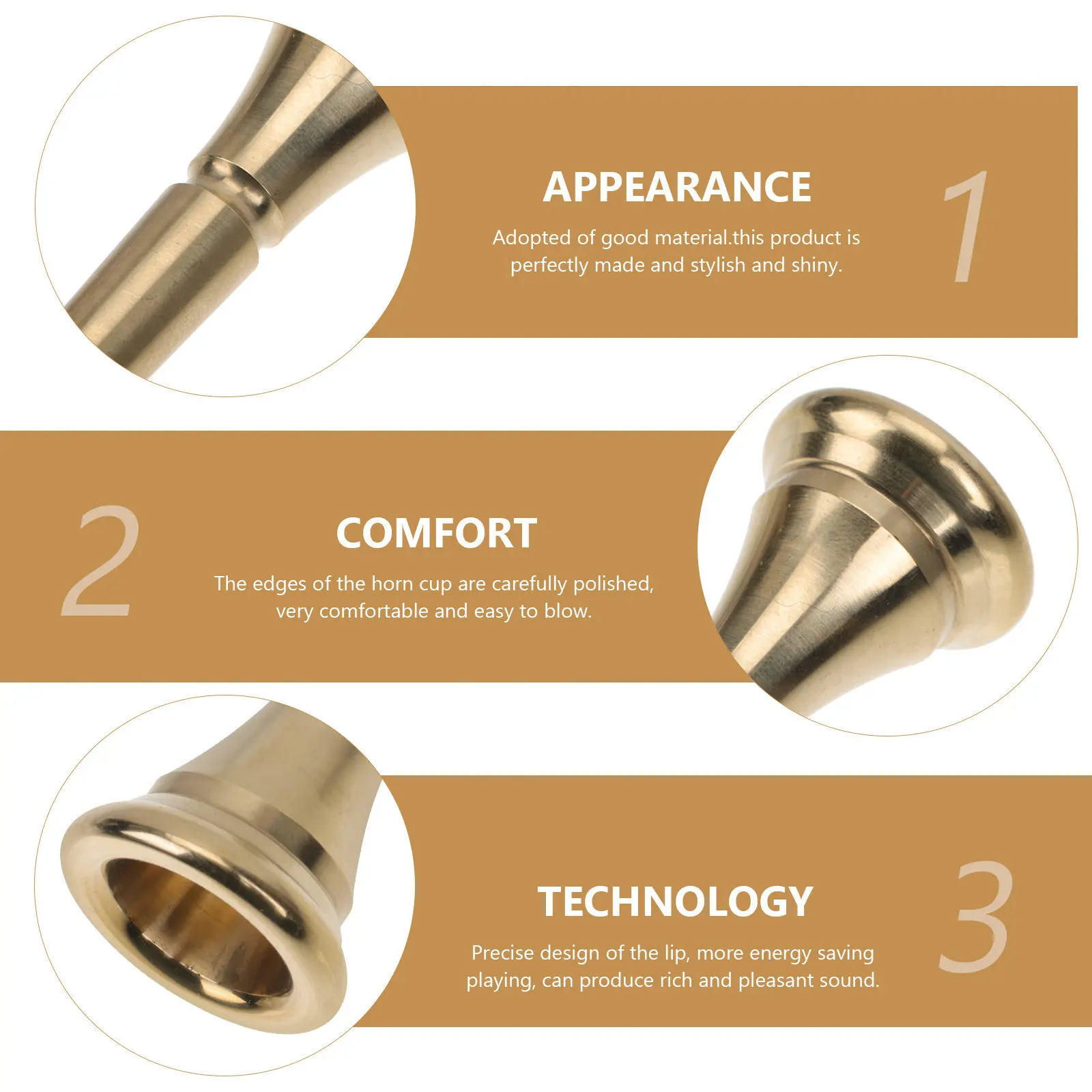 French Horn Mouthpiece Copper Alloy Professional Grade Horn Replacement Accessory for Beginners Students Professionals Rich