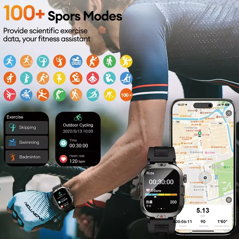 2024 TRASFORMATORI TF-H08 Bluetooth Astuto Della Vigilanza Degli Uomini 410mAH Lunga Resistenza HA CONDOTTO la luce Esterna Impermeabile Sport 2.01 pollici Smartwatch