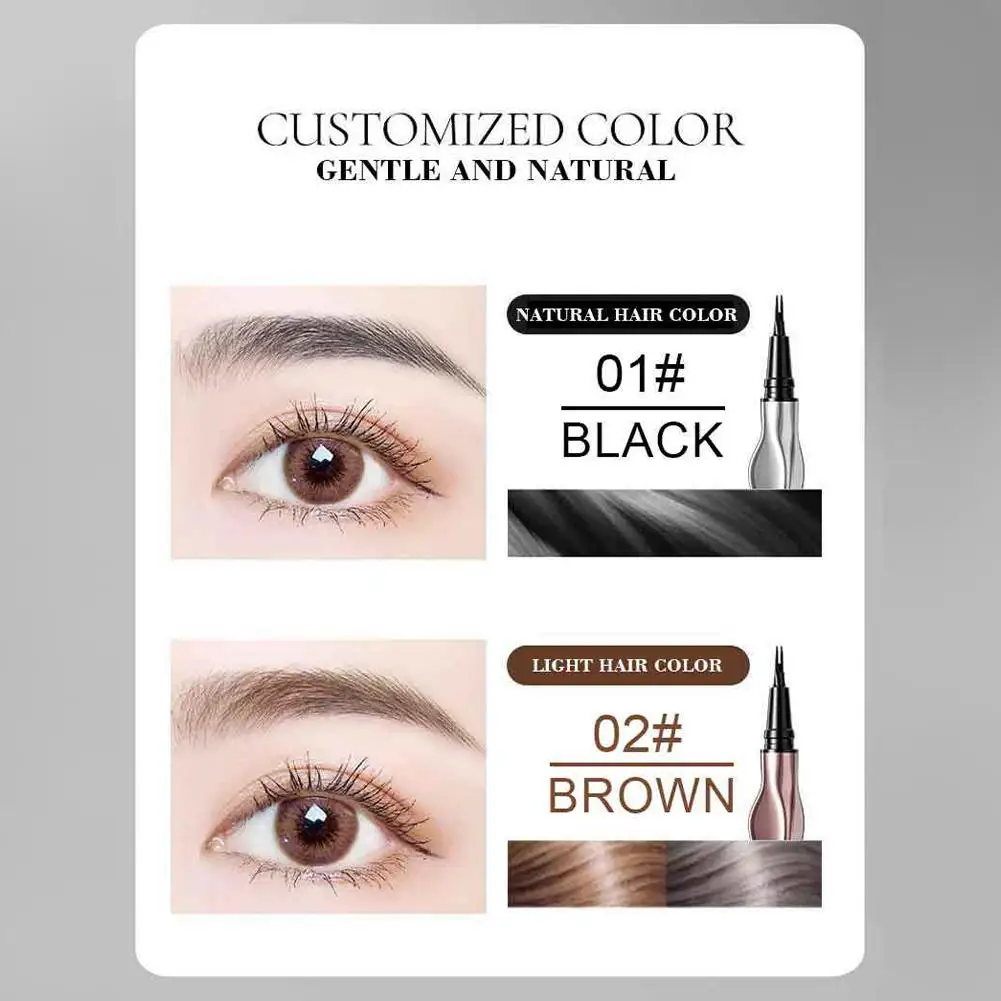 Lápis de sobrancelha selvagem, duradouro, fácil de lidar, impermeável, líquido coreano, deitado tatuagem caneta, maquiagem sobrancelha fina, E0k4, 2 pontos