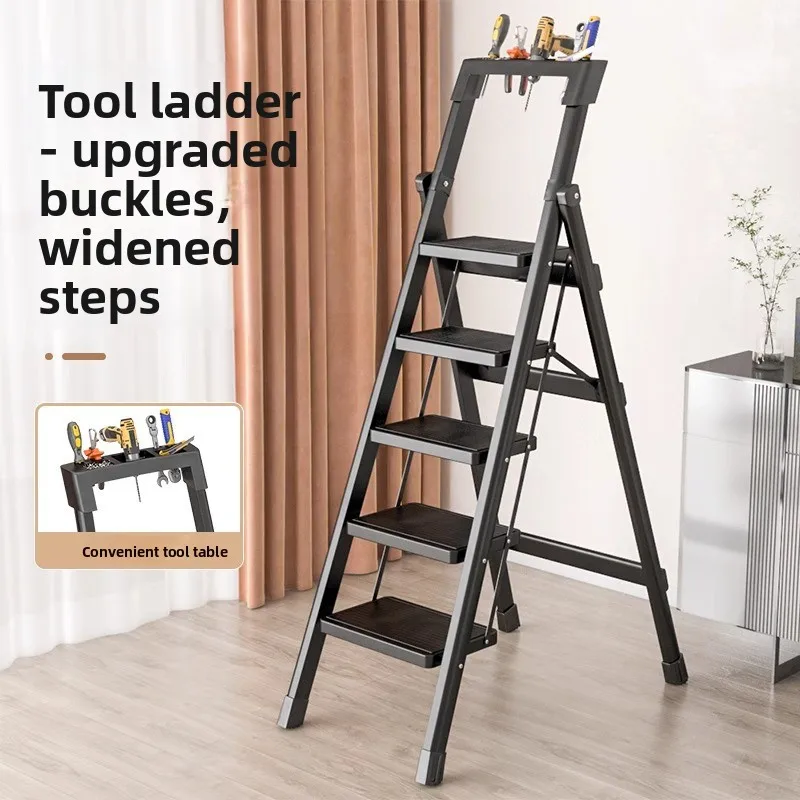 Indoor Folding Multifunction Ladder Wide Portable Tool Tray Storage Non Slip Portable Indoor Ladder Climbing Folding Ladder