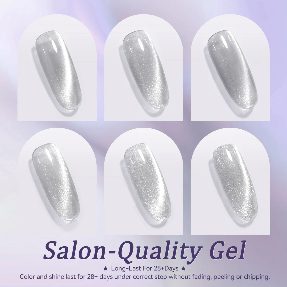 6-color Bright Silver Cat-eye Nail Polish Ice-transparent All-season Magnetic Super-sparkling White Light Therapy Gel