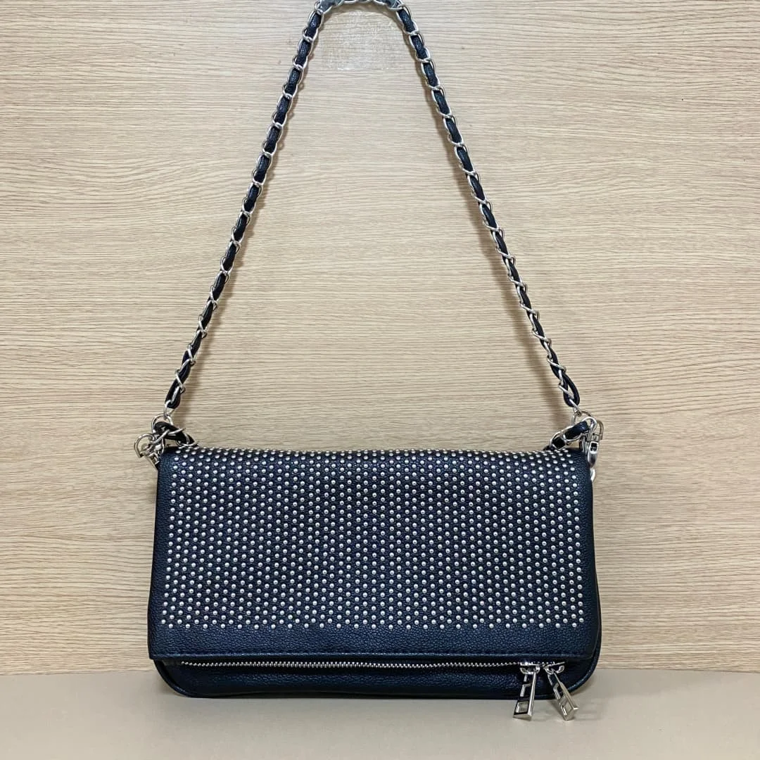 Borsa a spalla singola da donna in PU con ali, a tracolla, con catena versatile e diamanti incastonati, stile classico francese 2026