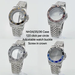 GMT watch accessories, 40mm high-quality NH35 case, case and strap set, sapphire watch mirror, compatible with NH34/35/36