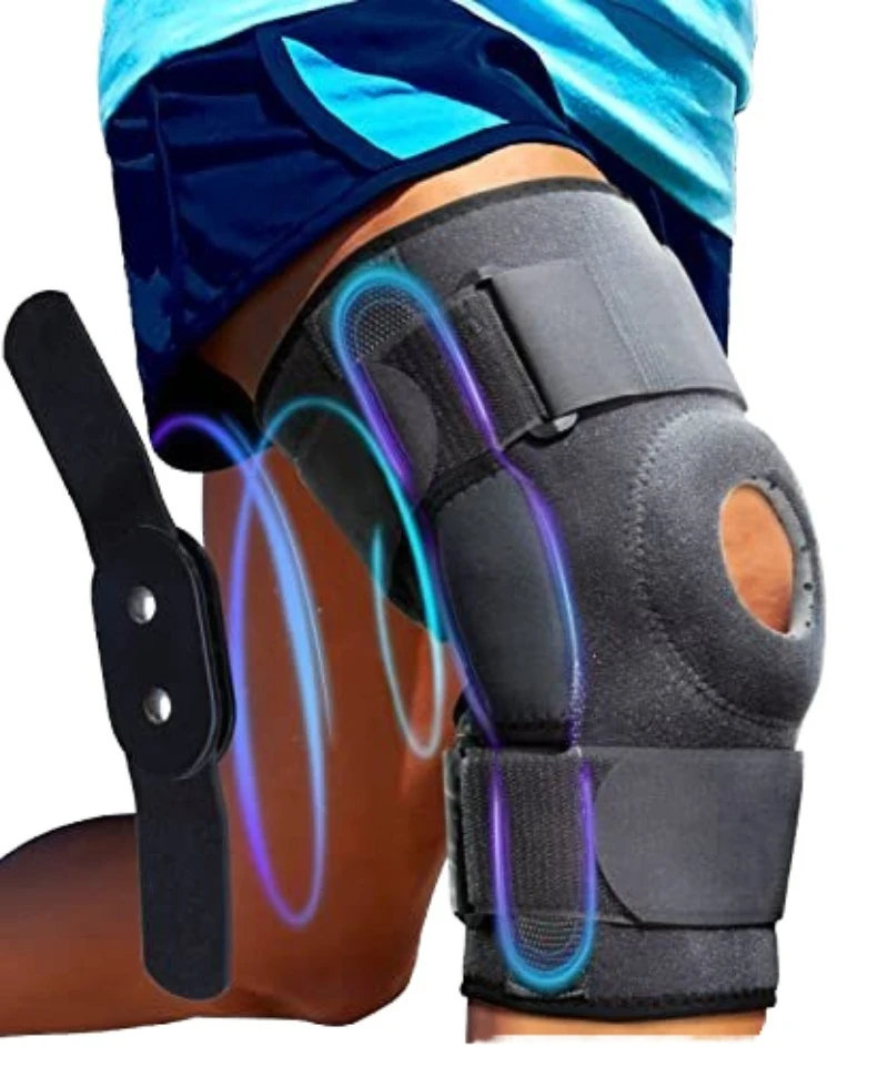 

Open Patella Design Articulated Knee Bracket Bimetal Side Stabilizer Soft Compression Tendon Pain Relief Also Use Elbow