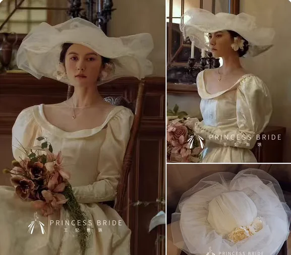 Fashion elegant yarn, flower, bride's hat, stage performance, exterior sample hat, female