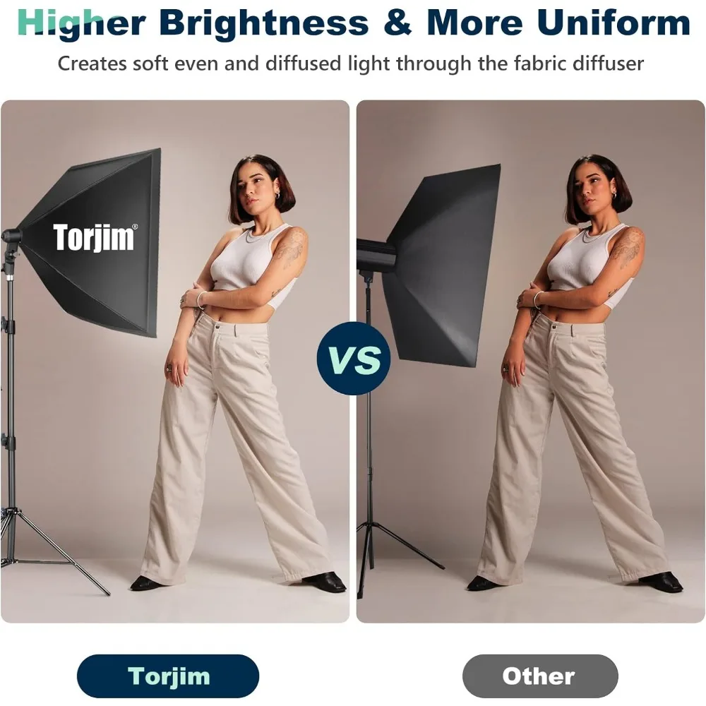 Torjim-Kit de iluminación de fotografía Softbox, iluminación de estudio fotográfico profesional con caja suave de 2x27X27 pulgadas, 2x85W, 3000-7500K, LED E26