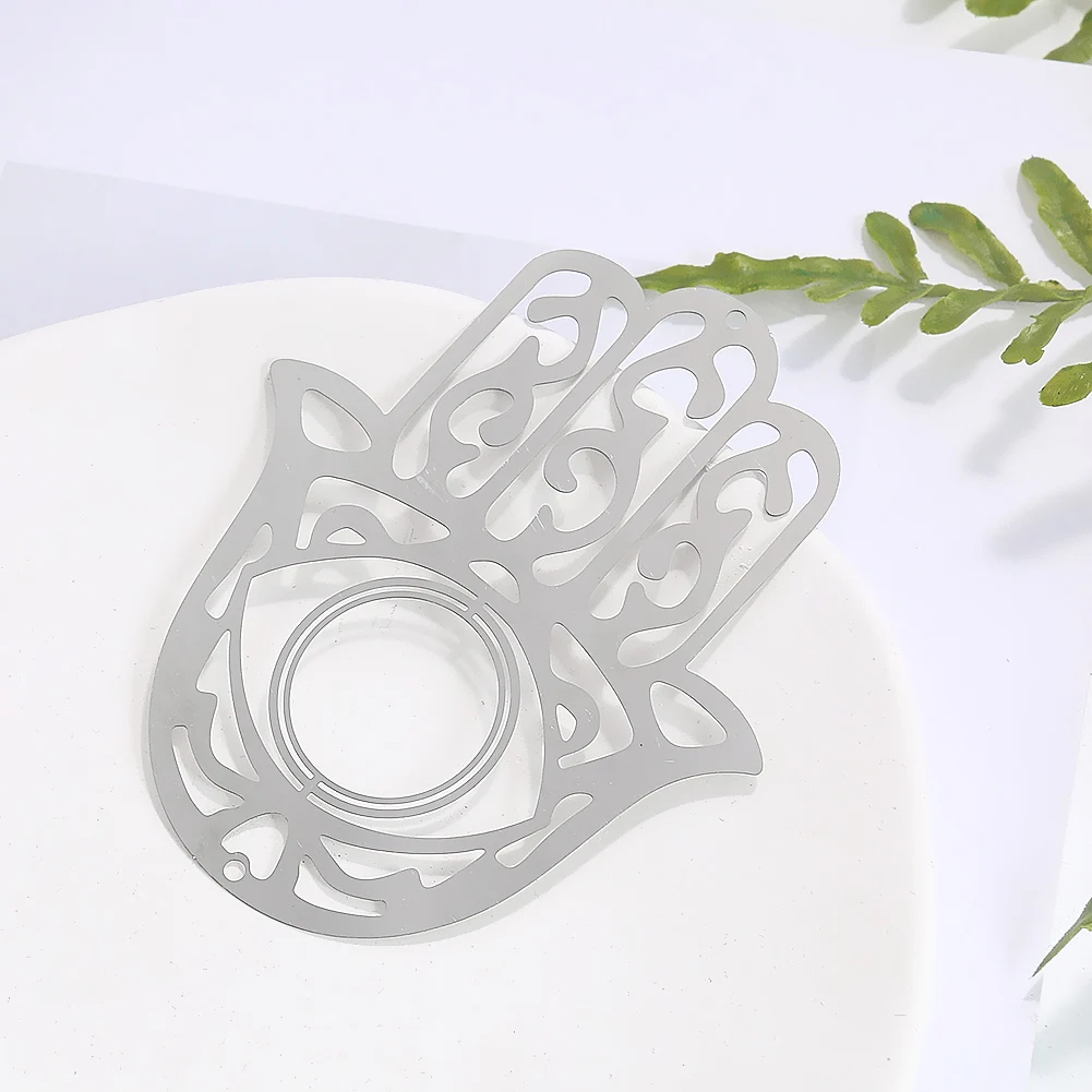 2 sztuk Amulet Fatima dekoracje wiszące metalowe szczęście Hamsa ręcznie DIY wiatr kuranty złącze części domu balkon estetyczne wisiorek