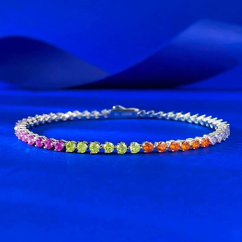 

S925 Silver Colorful Diamond Bracelet Summer Rainbow Bracelet