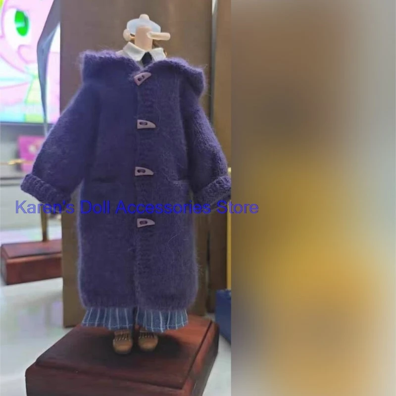 

1pcs Purple cashmere hooded coat with horn buttons for Landoudou/Blythe/ob22/ob24 Doll