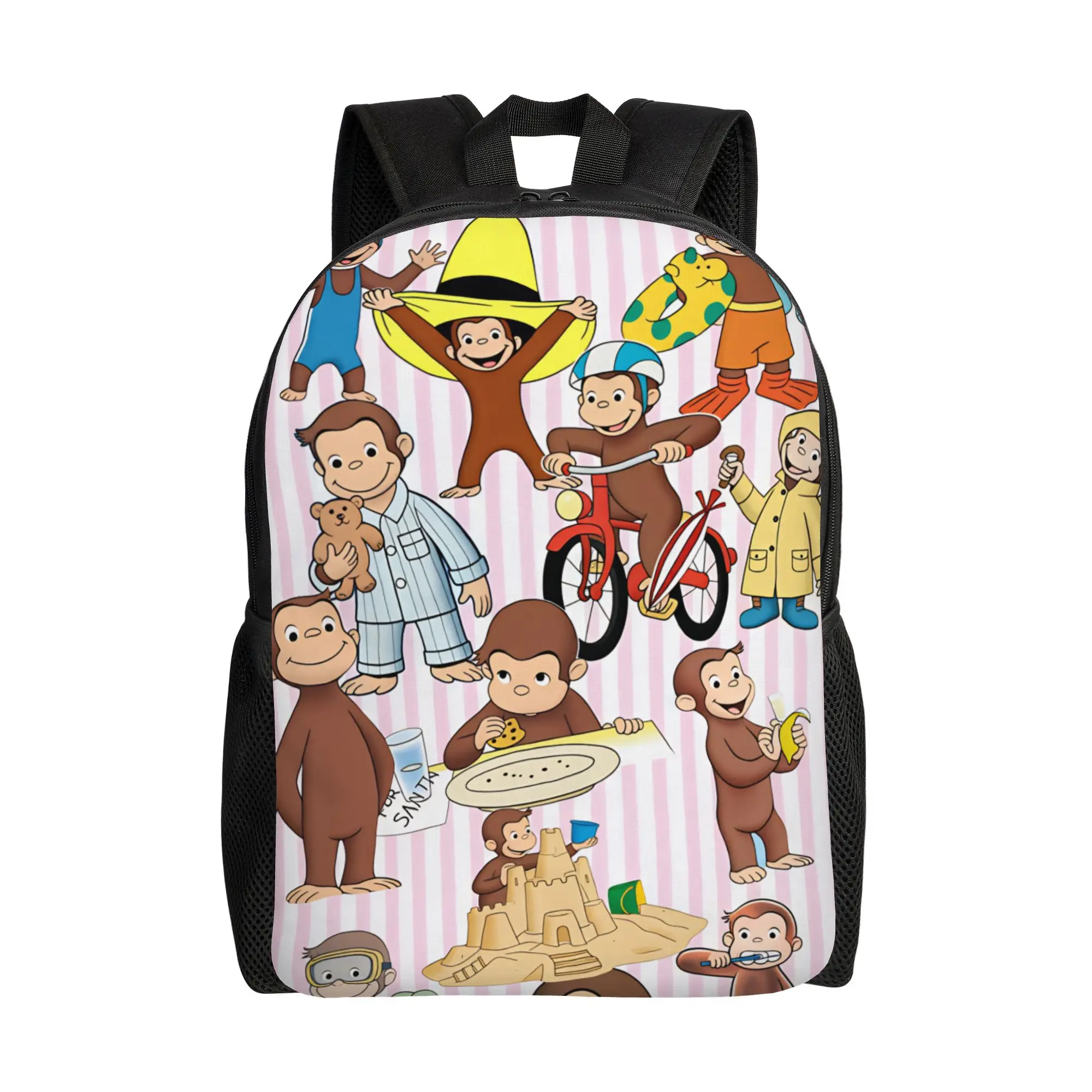 Curious George African Monkey  Backpack Youth  Breathable Backpacks Polyester Pretty School Bags Cycling Custom Rucksack