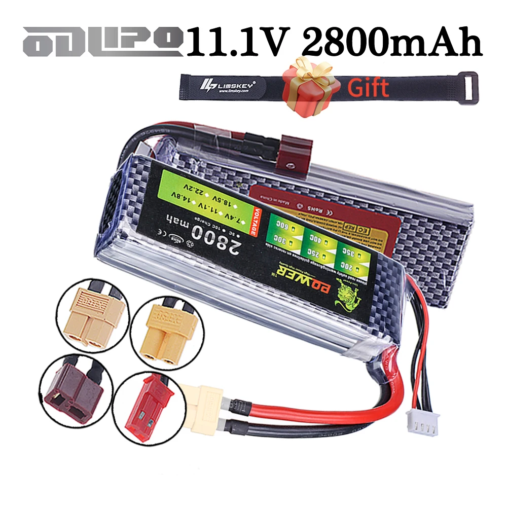 2200mAh Upgrade to 2800mAh 11.1V 40C Li-po Battery For RC Airplane, Quadcopter, Off-road Racing Car, Vehicle 3S 11.1V Battery