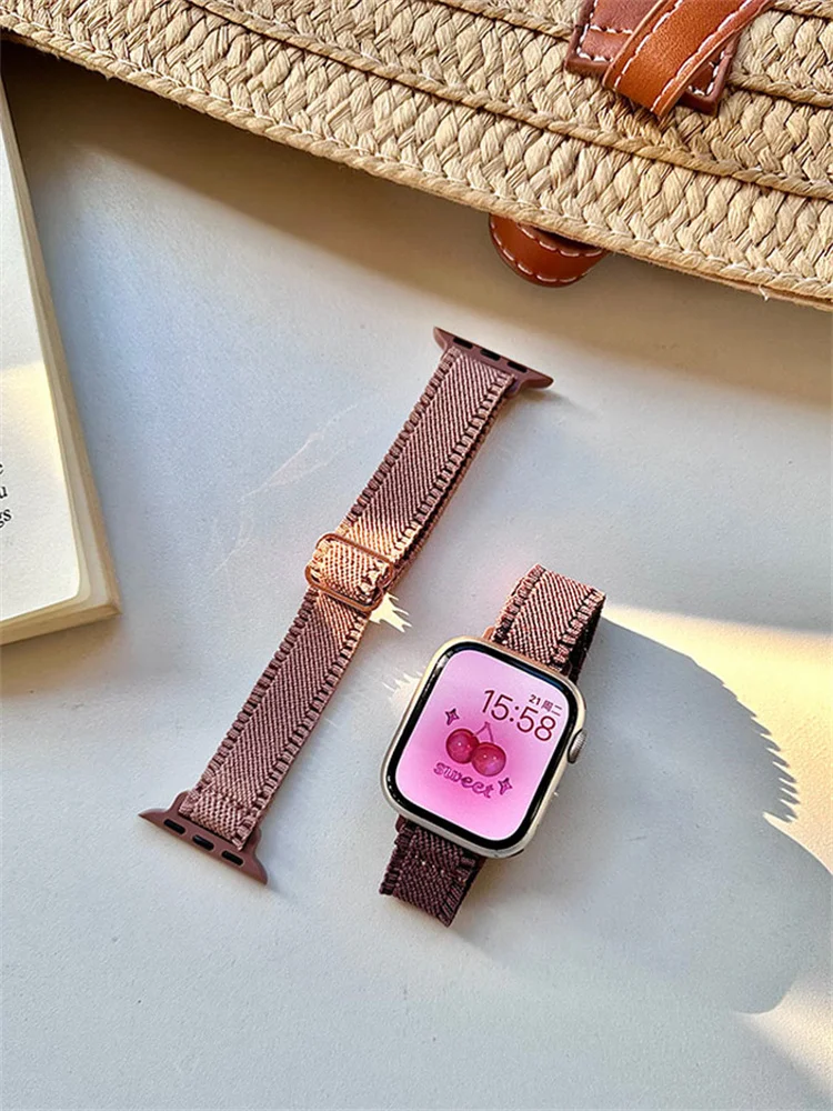 Cinturino elastico in nylon sottile carino coreano per cinturino Apple Watch 49mm 41 45mm 40 44mm 38 42 per iwatch Series 8 7 SE 6 5 Correa Band