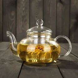 High Quality Heat Resistant Glass Tea Pot Practical Bottle Flower Teapot Infuser Teapot to Boil Water Chinese Tea Brewing Kettle