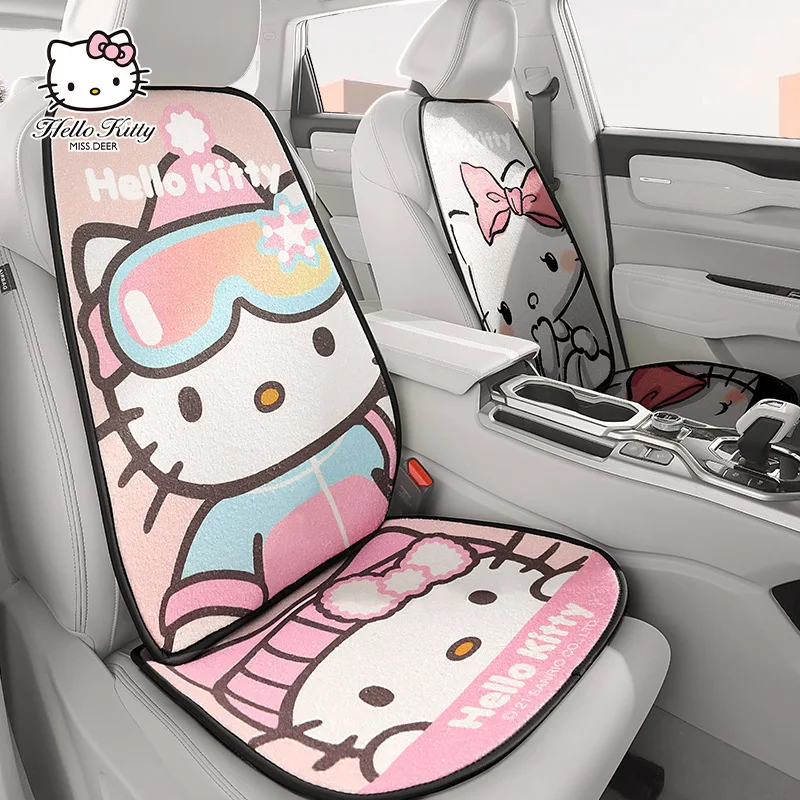 

Hello Kitty Car Seat Cushion Winter Short Plush All Season Universal Cartoon Car Interior Warm Car Seat Cover