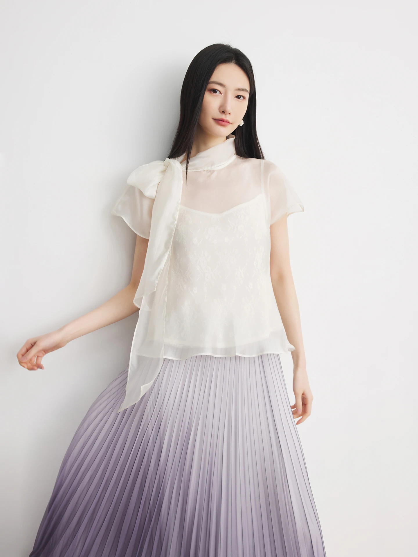 

Женский летний комплект Annata: белая рубашка с коротким рукавом и поясом, топ из двух частей, простой стиль, дышащий полиэстер, для повседневной носки