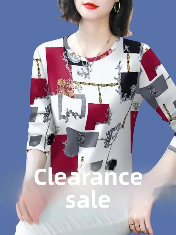 

Limited Edition Spring Autumn New Mommy Sle round Ne Long Sve Faionable Printed Belly Covering Women's T-irt Top