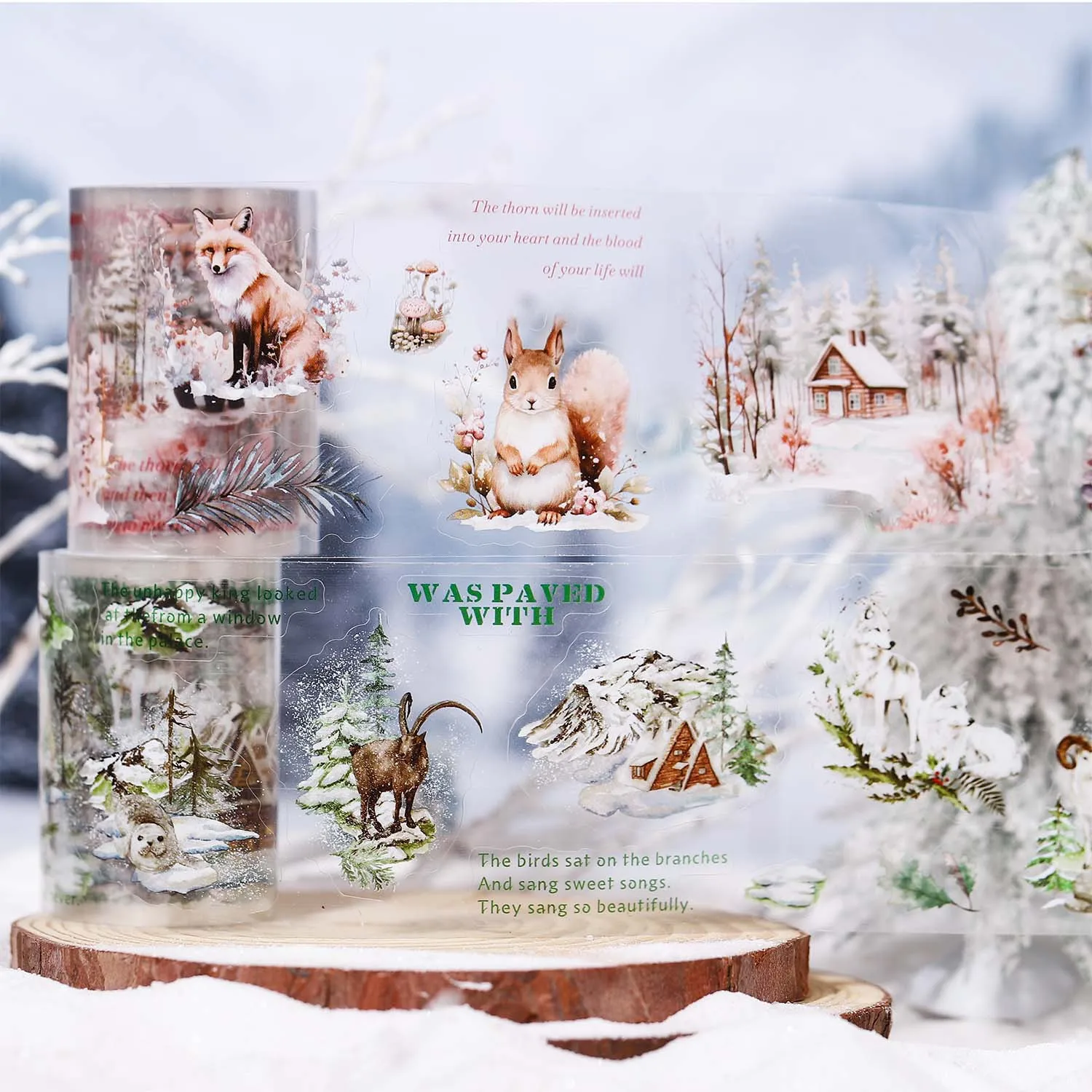 

1Pc Snowy Forest Series Masking Washi Tape Winter Animals Handbook Decorative Adhesive Sticker Diy Label Scrapbooking