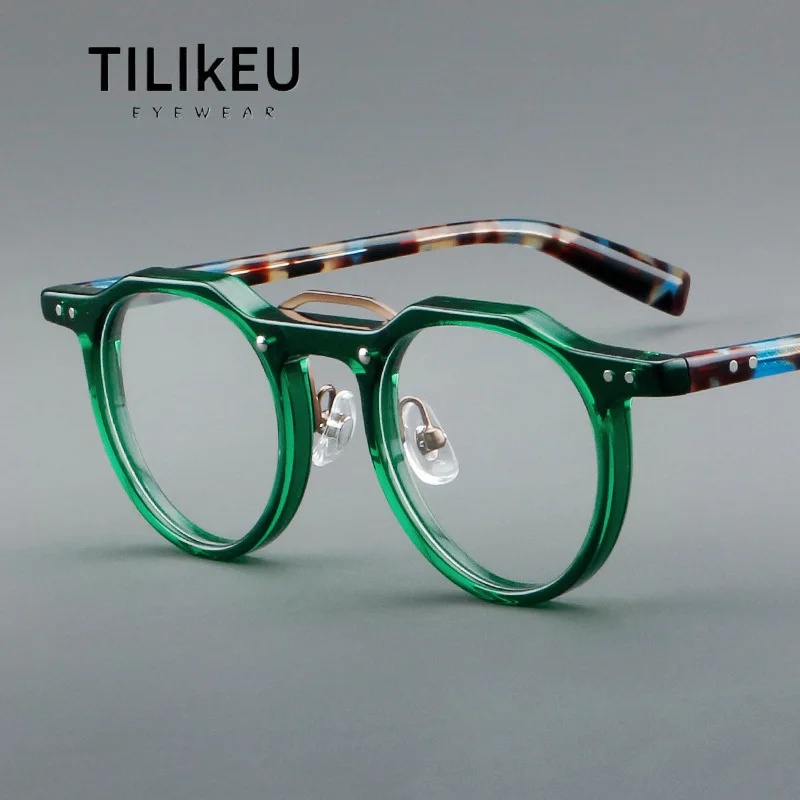 

High Quality Acetate Retro Oval Eyeglasses Frame Men's Computer Refractive Reading Glasses Frame Women's Luxury Japanese Eyewear