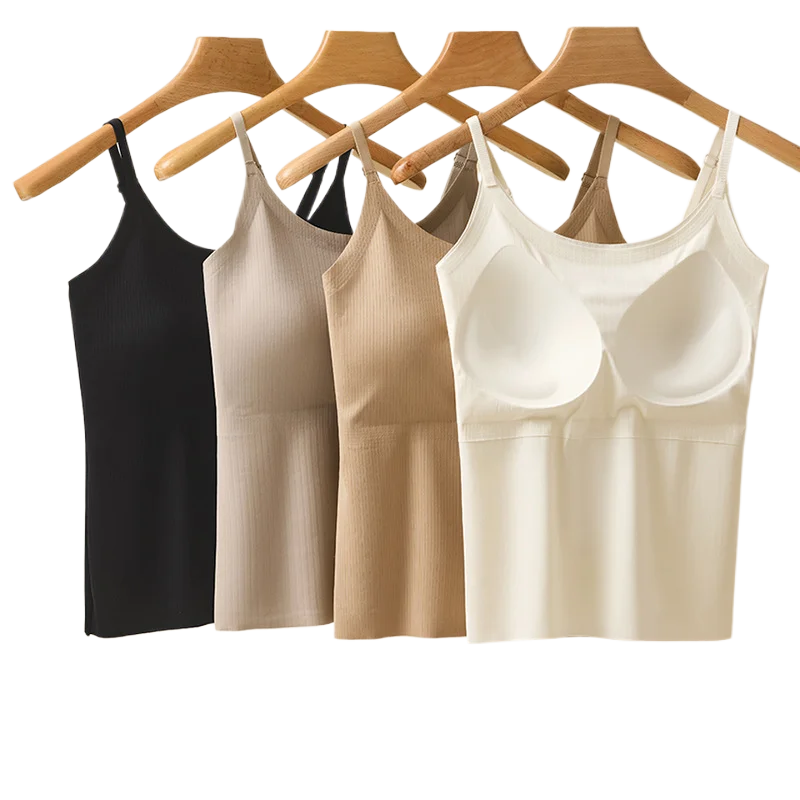Ice Silk Seamless Backing Sling Vest Women's One-piece Chest Pad Pajamas Top Large Size Beauty Back Underwear Sleepwear Shirt