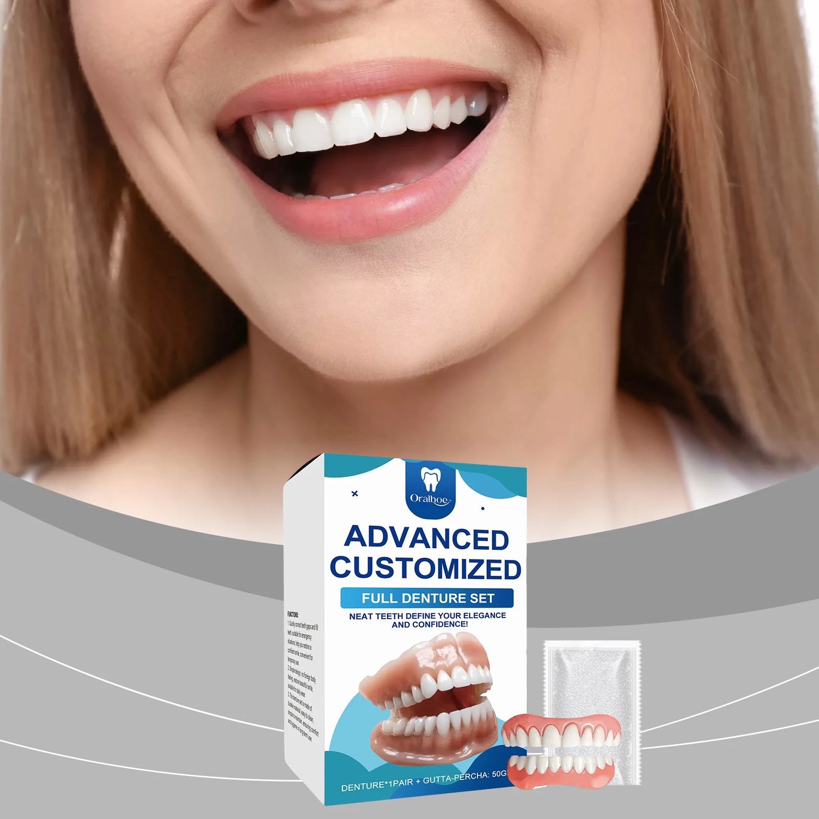 Oralhoe Dental Cosmetic Set: Natural Gap Correction, Smile Enhancement, Comfortable Material, Denture Care Kit