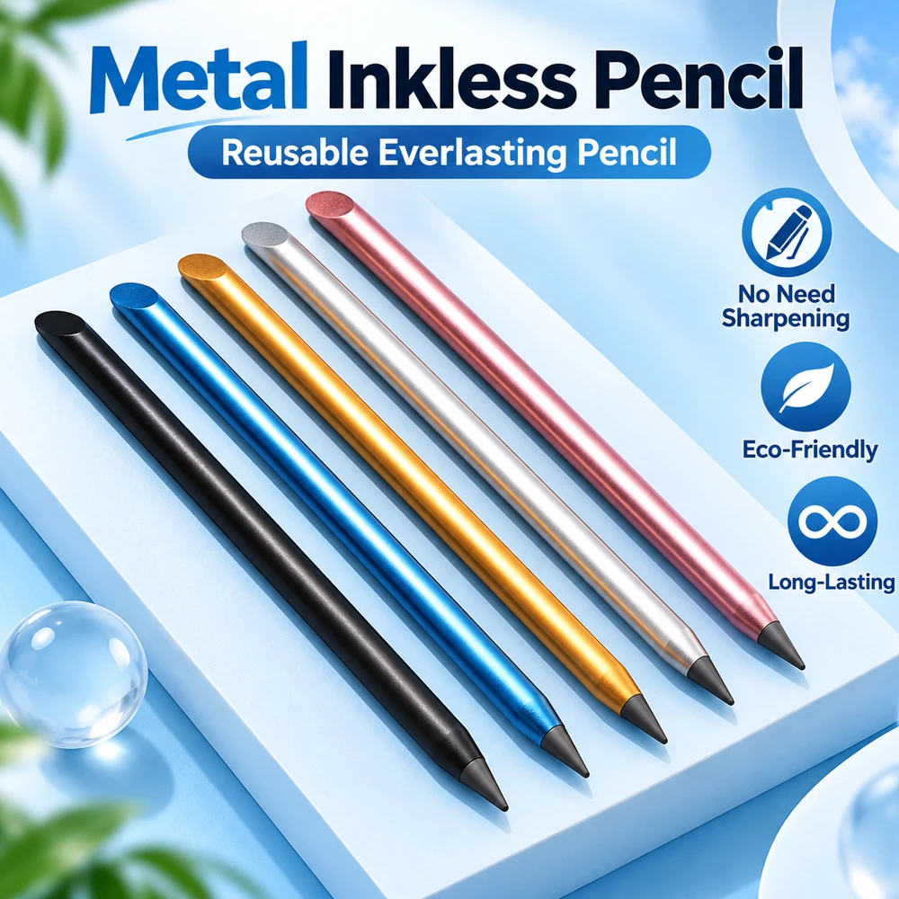 Crayon métallique élégant, crayon Infinity de qualité supérieure, crayon réutilisable et durable pour écrire et dessiner, cadeau unique pour Noël ou un anniversaire.