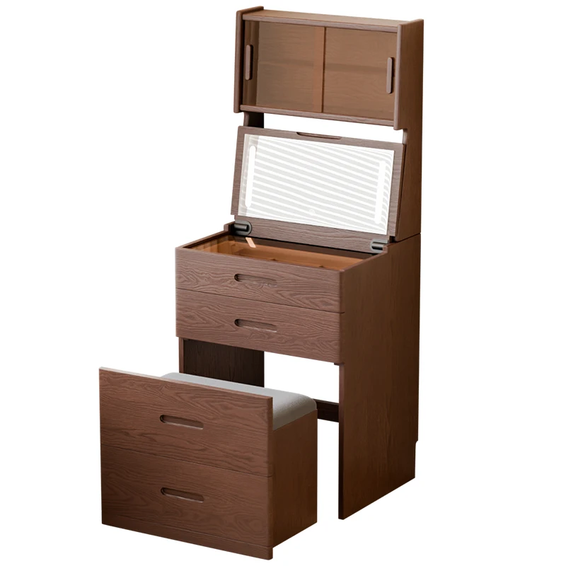 Cómoda de madera maciza, mesita de noche para dormitorio, apartamento pequeño, mesa de maquillaje sencilla y moderna integrada, mini gabinete de almacenamiento con tapa abatible
