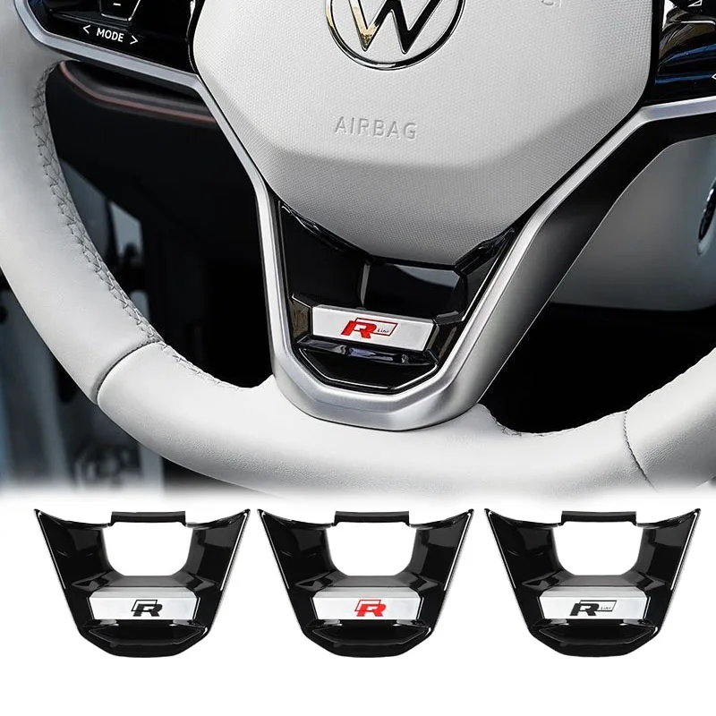 ABS Car Steering Wheel Auto Badge Stickers Accessories For Volkswagen R R-line Polo Golf Touareg Passat Magotan Tiguan Scirocco