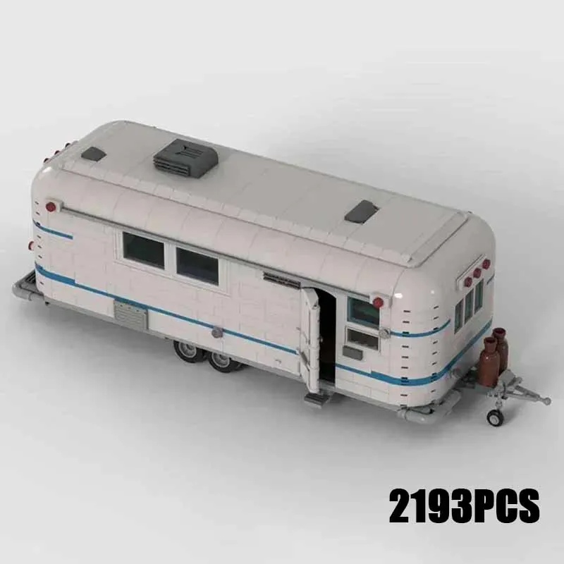 Car Model Moc Building Bricks Classic American Camping Trailer Technology Modular Blocks Gifts Christmas Toys DIY Sets Assembly