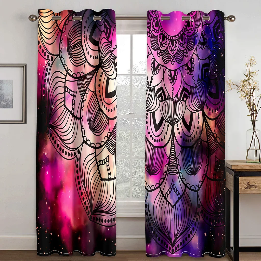 3D Red Psychedelic Dream Catchers Boho Mandola Floral Thin Window Curtains for Living Room Bedroom Decor 2 Pieces Free Shipping