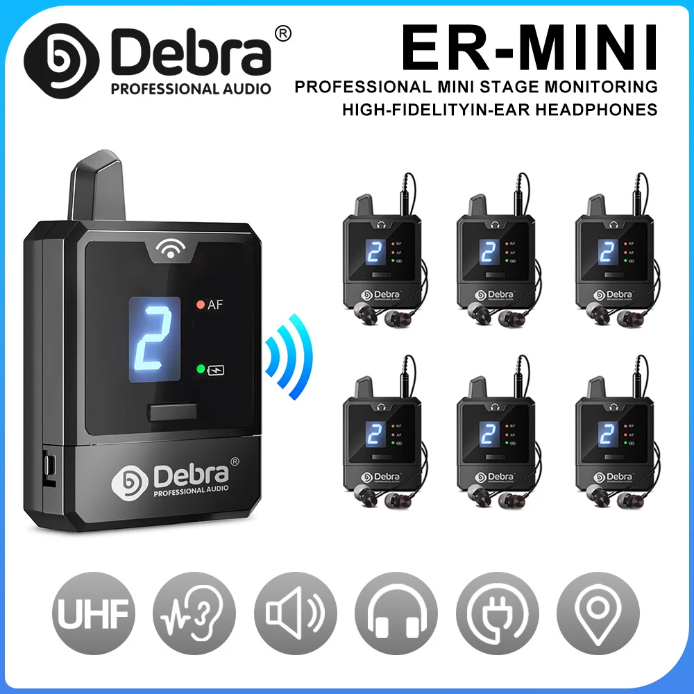 Debra UHF portable wireless in-ear monitoring system, stable signal reception, rechargeable, suitable for small concerts