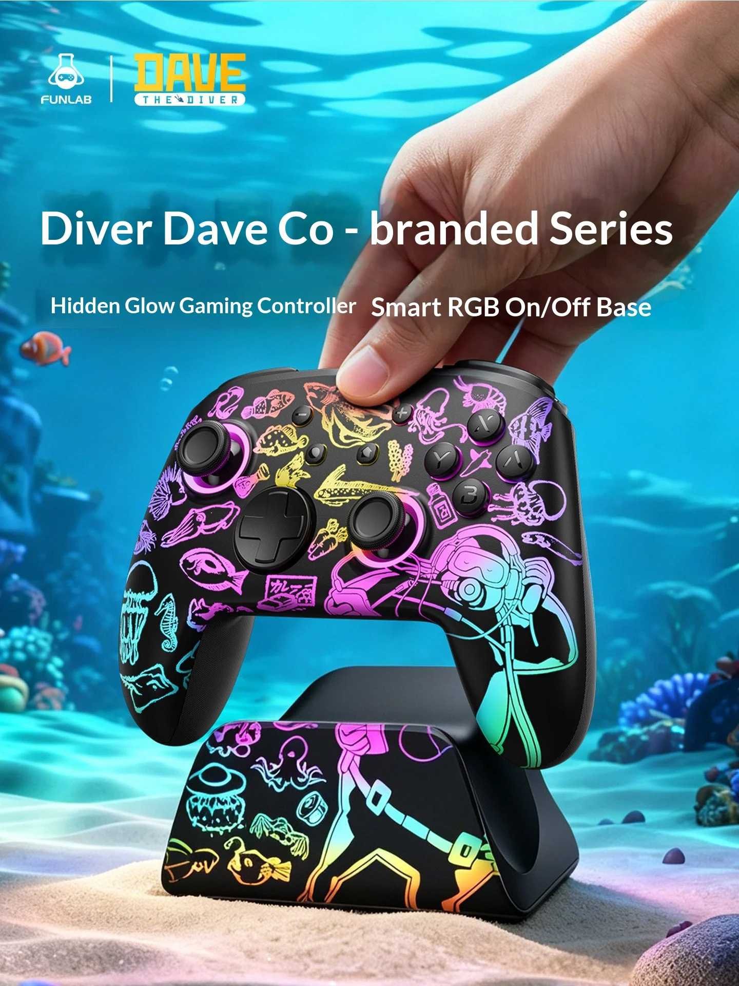 FUNLAB Firefly PRO+ Gaming Controller Diver Dave Handle Tri-mode Wireless RGB Controller Hall Charging Dock Multi-platform Gift