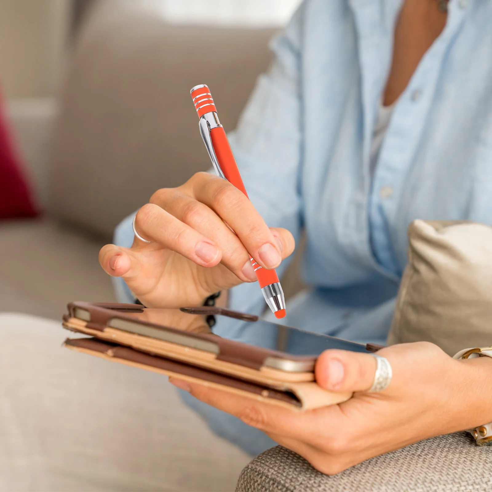 

5Pcs Metal Ballpoint Capacitive Stylus Pen Multifunctional Touch Screen Pen for Phone Pc Handwriting Note Taking Drawing