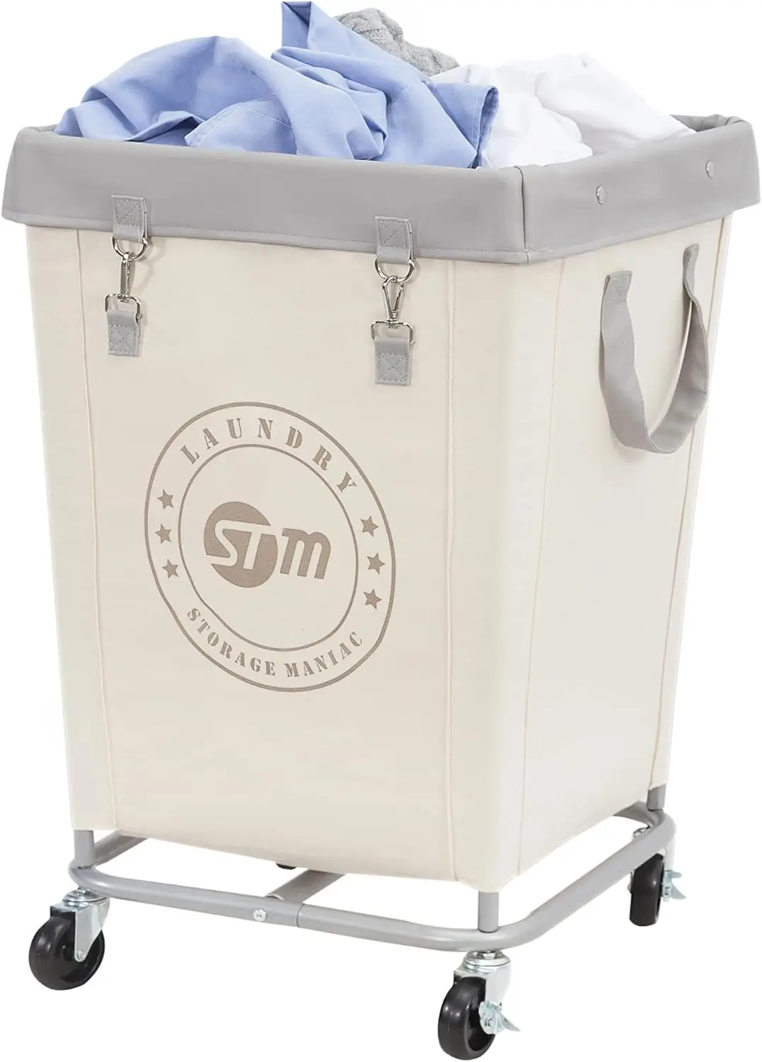 

Heavy-Duty Commercial Laundry Cart with Wheels, 160L Capacity, Steel Frame for Hotel and Home Use