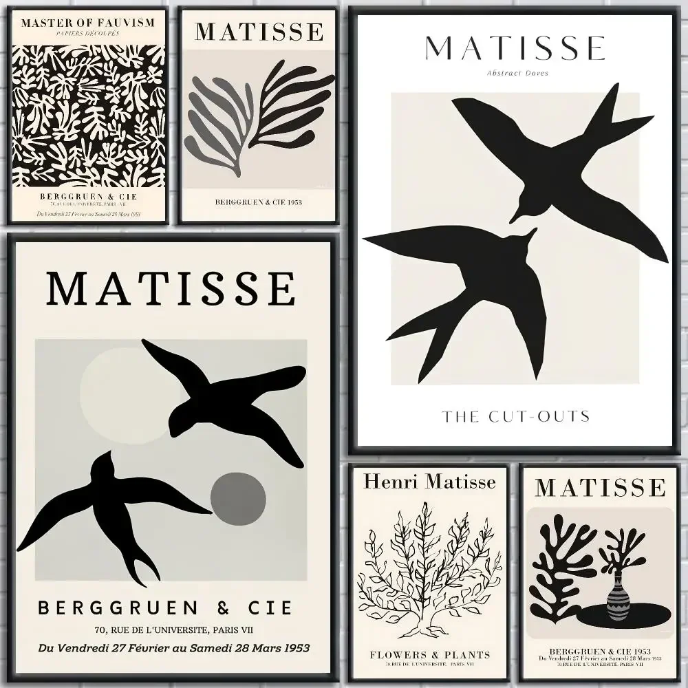 H-Henri Matisse Painting Calligraphy Wall Art Canvas Poster Premium Home Decor Print for Living Room Bedroom