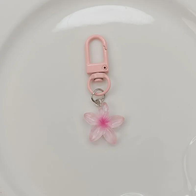 Cute Flower Keychains for Women Floral Key Chains Bag Pendant Resin DIY Keyring Jewelry Earphone Decoration Girl Gift image 4