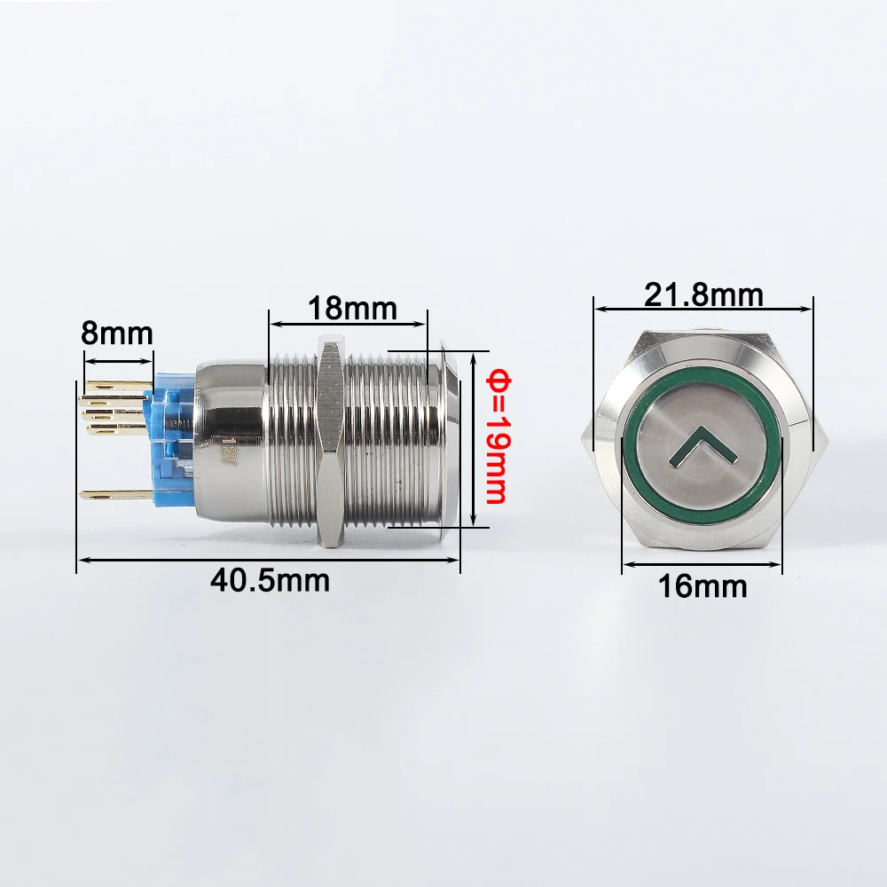 19mm22mm金属リベット,プッシュボタン,車の照明,3v,6v,12v,24v,220v,防水矢印,タイプ