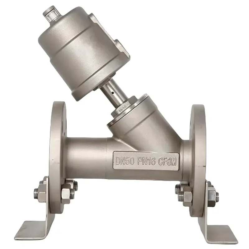 DN25 SS316L Hot Sale Sanitary Stainless Steel DIN Normally Closed Flange Pneumatic Angle Seat Valves with Stainless Steel