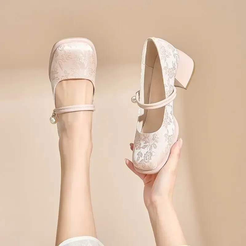 Woman Pumps Mary Jane Japanese Style Lolita Shoes for Women on Promotion Gothic Square Toe Block Heel Chunky Heels with Medium